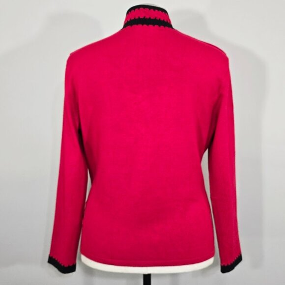 AK Anne Klein Sweater XL Womens Black Red Color Blocked  Trim Classic Preppy - Picture 6 of 12